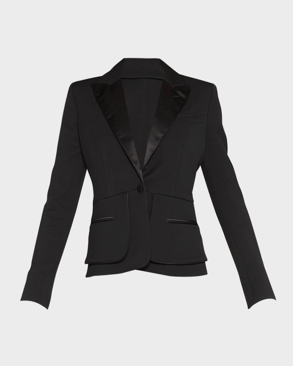 Satin-Lapel Single-Breasted Gran De Poudre Tuxedo Jacket